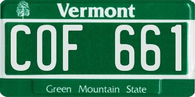 VT license plate COF661