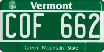 VT license plate COF662