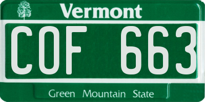 VT license plate COF663