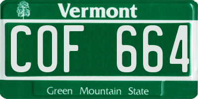 VT license plate COF664