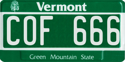VT license plate COF666