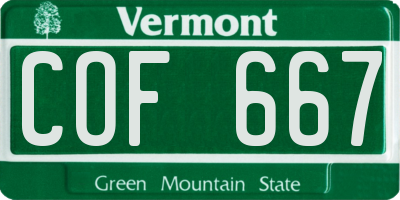 VT license plate COF667