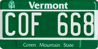 VT license plate COF668