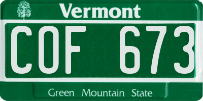 VT license plate COF673