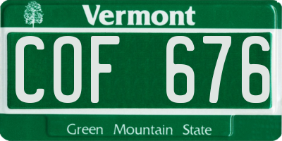 VT license plate COF676
