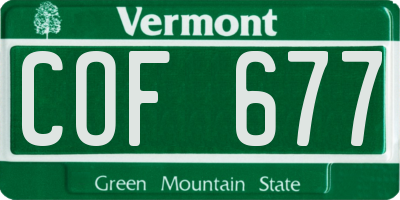 VT license plate COF677