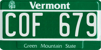 VT license plate COF679