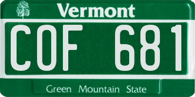 VT license plate COF681