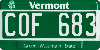 VT license plate COF683
