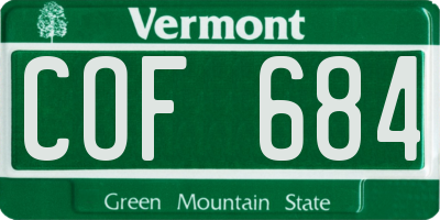 VT license plate COF684