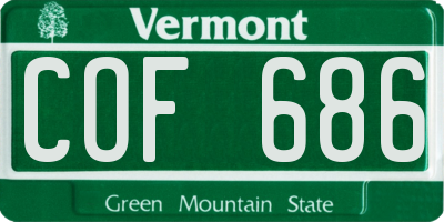 VT license plate COF686