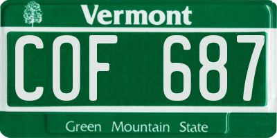 VT license plate COF687