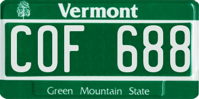VT license plate COF688