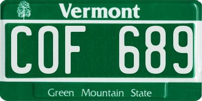 VT license plate COF689