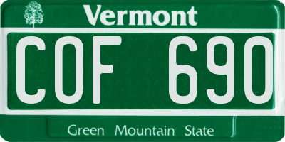 VT license plate COF690
