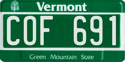 VT license plate COF691