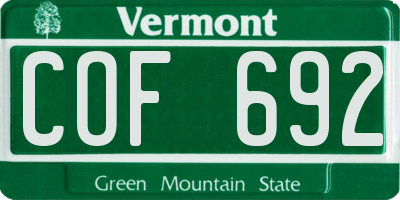 VT license plate COF692