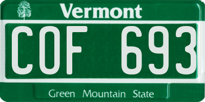 VT license plate COF693