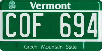 VT license plate COF694