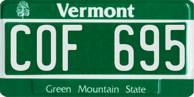 VT license plate COF695