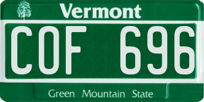 VT license plate COF696
