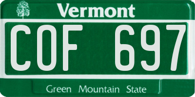 VT license plate COF697