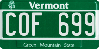 VT license plate COF699
