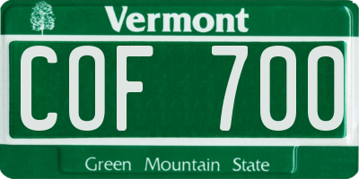 VT license plate COF700
