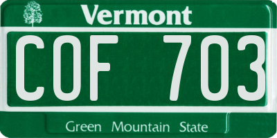 VT license plate COF703
