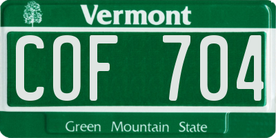 VT license plate COF704