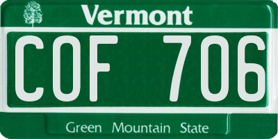 VT license plate COF706