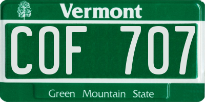 VT license plate COF707