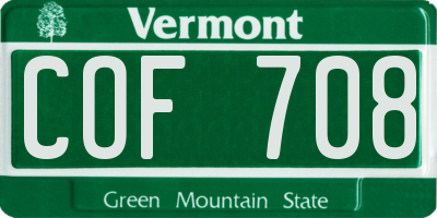 VT license plate COF708