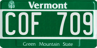 VT license plate COF709