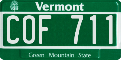 VT license plate COF711