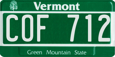 VT license plate COF712