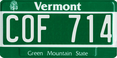 VT license plate COF714