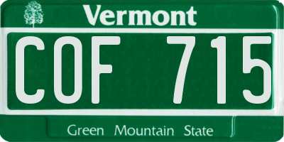 VT license plate COF715