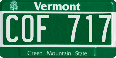 VT license plate COF717