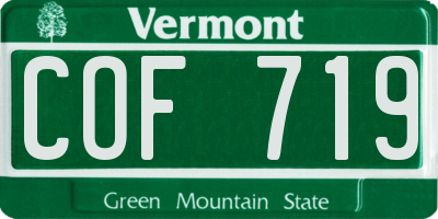 VT license plate COF719