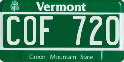 VT license plate COF720