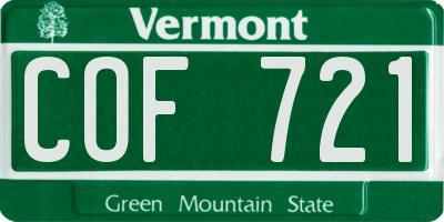 VT license plate COF721