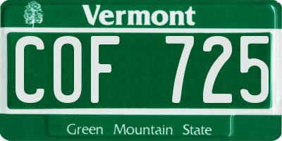 VT license plate COF725