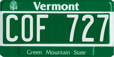 VT license plate COF727