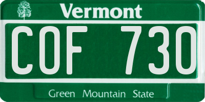 VT license plate COF730