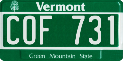 VT license plate COF731