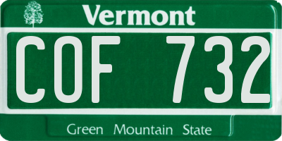 VT license plate COF732