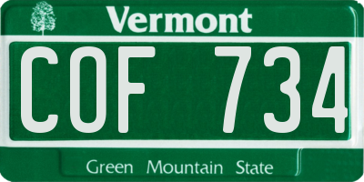 VT license plate COF734