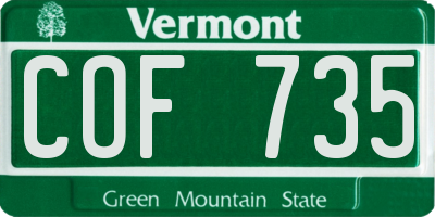 VT license plate COF735