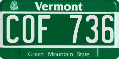 VT license plate COF736